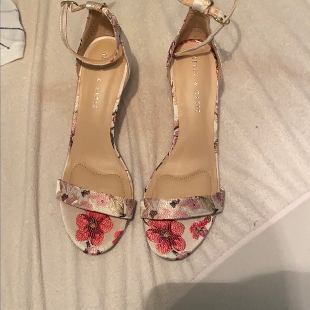 Floral embroidered heels